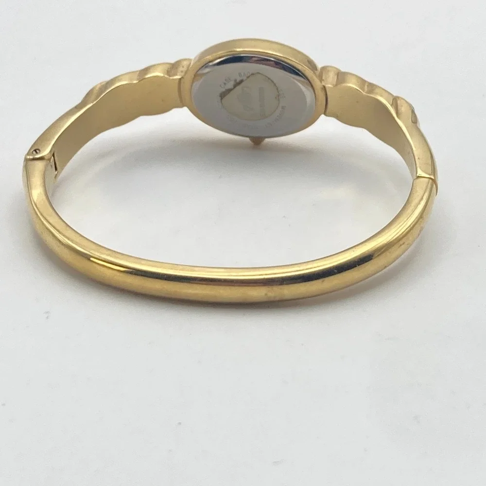 Alto Women's Watch 19mm Gold Tone Blue Crystals Cuff Oval New Battery 6.25